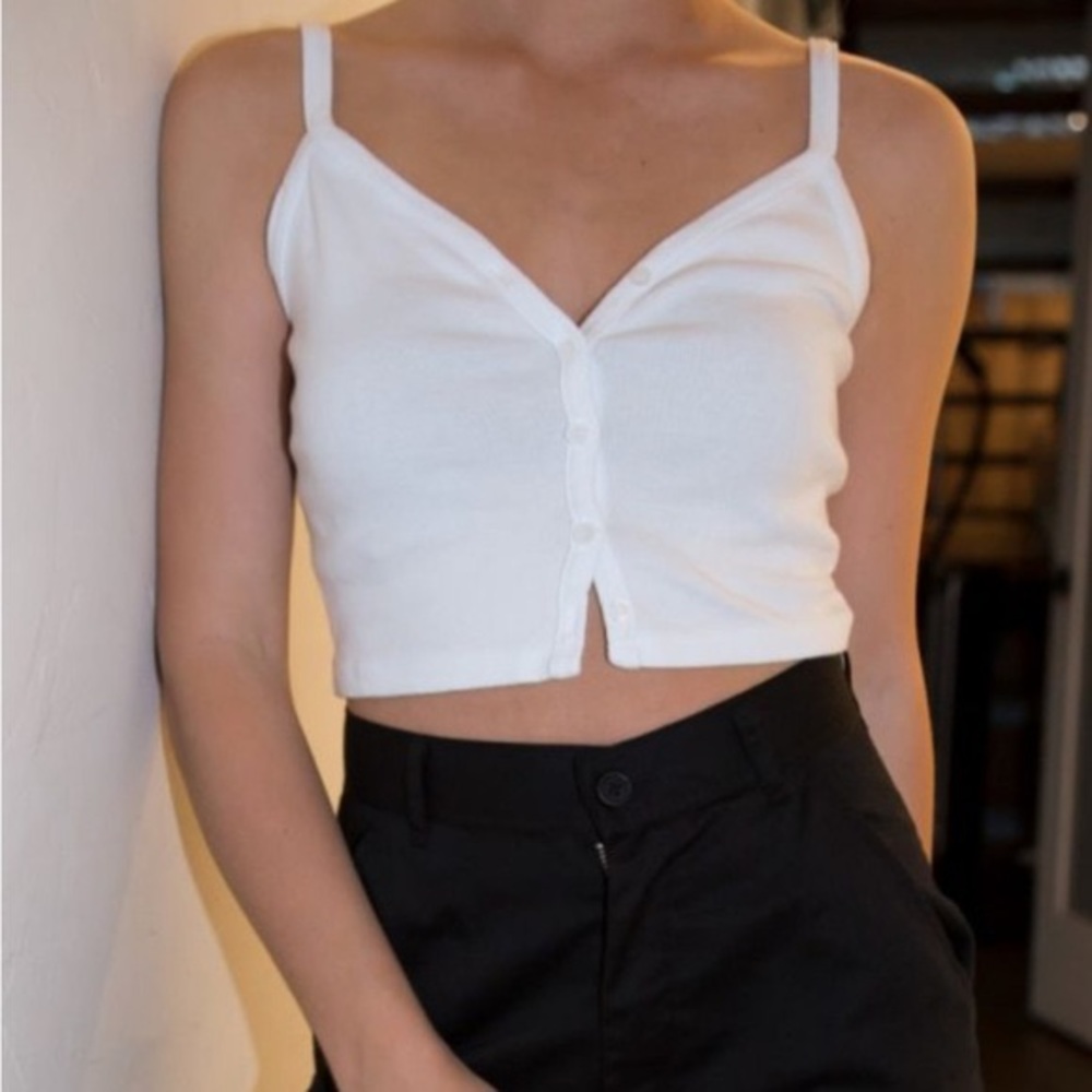 brandy melville white button tank